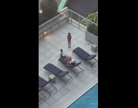 Mother bikini lay on bed daughter photographer