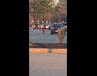 Red beetle car tiktok dance parking lot 