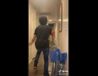 Collab BitchIG2 - Guys play in house kickball friend slides off couch