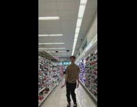 Boy on anesthesia dances on the grocery store