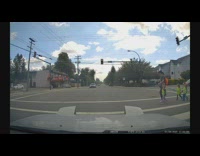 Children cross street car popup headlights wave