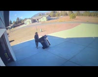 Lid of trash bin hits womans face