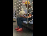 Collab Subway Creatures - Man with pet duck ride subway train