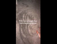 Collab ClipsIG - Girl collects hair from carpet in bedroom