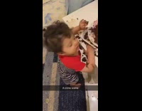 Baby boy eats chocolate cake mess caught