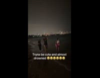 Ladies films video almost drown at beach
