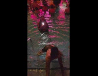 Woman in bikini twerks at the pool party