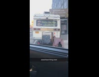 Sketchy nail salon trailer parked on street