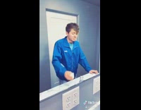 Guy swallows blue mouthwash by reflex bathroom