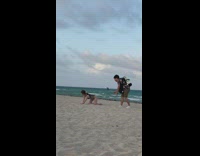 Woman in black bikini tiktok dance at the beach Part 2