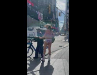 Man in underwear and cowboy hat has guitar