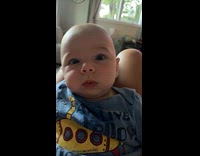 Baby boy learns how to play tongue