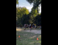 Two medieval knights fight spar park spiderman