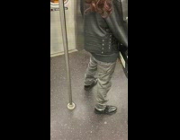 man fake plays electric guitar