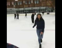 Woman falls on ice skates after being called slowpoke