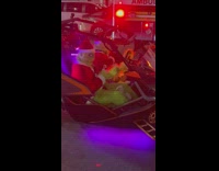 Two Grinches sit in sports car 