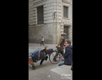 Girl white clothes jeans public dance