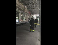 Sidewalk angle of car backed into trader joes