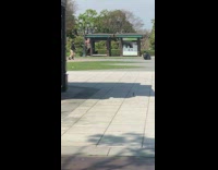 Girl dances in middle of park 