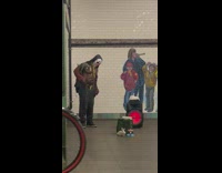 Oily clown guy sways to music 