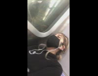 Collab Subway Creatures - Black face mask girl falls asleep subway 