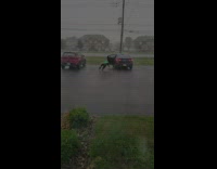Guy almost gets electrocuted by lightning in rain 