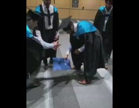 Guys black blue graduation gown dance diploma 