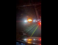 Huge fire accident on side of highway