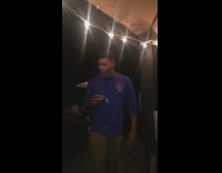 Black shirt guy shotguns blue beer can 