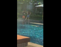 Guy records girl poolside pt. 2