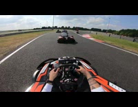 Go karts crash and fly over each other 