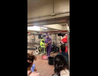 Collab Subway Creatures - Band Teletubbies costume perform in subway station