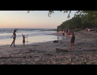 woman and kid beach sunset picture