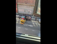 Guy uses forklift to move car curb 