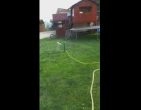 Flower shaped automatic yard sprinkler swaying around