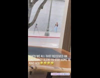 Woman crop top jeans tripod street pole 