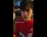 Collab BitchIG2 - Little boy red hoodie eats spicy wings