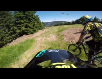 Yellow bicycle jump fail gondola lift
