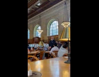 Flash mob performance inside the public library