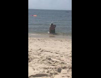 Hat guy lay beach beer on sand part 1