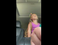 Little girl in car scared by dad 