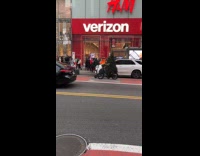 Christmas tree rides bike on the road