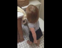 Little blonde girl stripe shirt tells mom to flush but says fuck