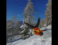 Collab FunBestVids - guy orange jacket snowboard slip