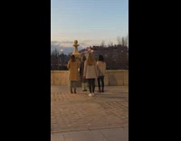 Group girls coat dance spin and turn