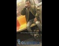 Man green bomber jacket shaving on subway