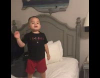 Little boy jumps from bed fail hotel