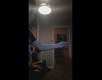 Teen boy butterfly knife trick slow motion