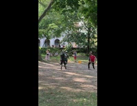 Two people medieval sword fighting