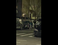 Guy uses bicycle pump to fill car tire 